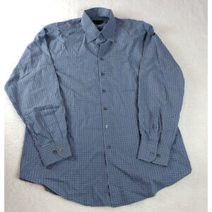 Scott Barber Men's 100% Cotton Blue‎ Plaid Button Down Shirt Size Large